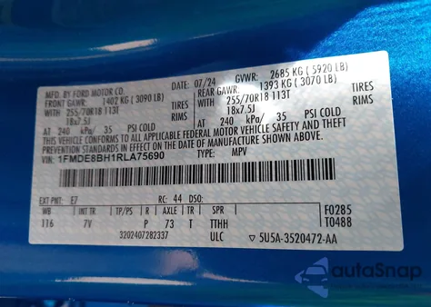 2024 Ford Bronco Outer Banks from USA, damaged, VIN 1FMDE8BH1RLA75690